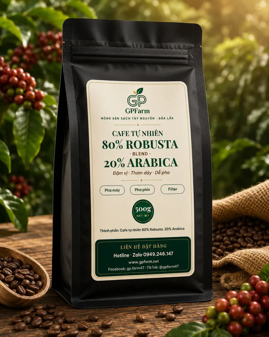 Cafe Tự Nhiên 80% Robusta 20% Arabica